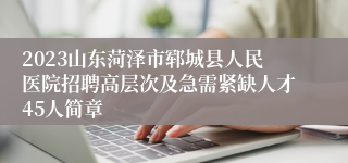 2023山东菏泽市郓城县人民医院招聘高层次及急需紧缺人才45人简章