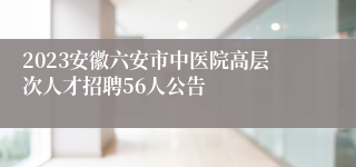 2023安徽六安市中医院高层次人才招聘56人公告