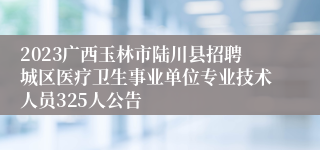 2023广西玉林市陆川县招聘城区医疗卫生事业单位专业技术人员325人公告