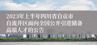 2023年上半年四川省自贡市自流井区面向全国公开引进储备高端人才的公告