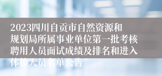 2023四川自贡市自然资源和规划局所属事业单位第一批考核聘用人员面试成绩及排名和进入体检人员名单公告