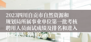 2023四川自贡市自然资源和规划局所属事业单位第一批考核聘用人员面试成绩及排名和进入体检人员名单的公告