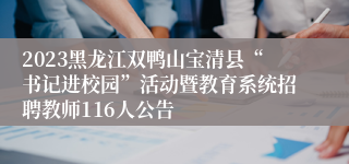 2023黑龙江双鸭山宝清县“书记进校园”活动暨教育系统招聘教师116人公告