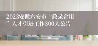 2023安徽六安市“政录企用”人才引进工作300人公告