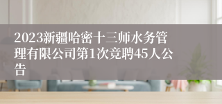 2023新疆哈密十三师水务管理有限公司第1次竞聘45人公告