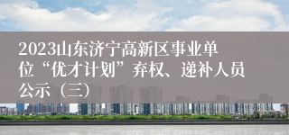 2023山东济宁高新区事业单位“优才计划”弃权、递补人员公示（三）
