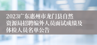 2023广东惠州市龙门县自然资源局招聘编外人员面试成绩及体检人员名单公告