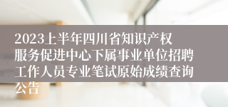 2023上半年四川省知识产权服务促进中心下属事业单位招聘工作人员专业笔试原始成绩查询公告