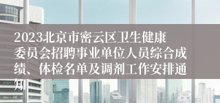 2023北京市密云区卫生健康委员会招聘事业单位人员综合成绩、体检名单及调剂工作安排通知