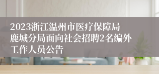 2023浙江温州市医疗保障局鹿城分局面向社会招聘2名编外工作人员公告