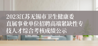 2023江苏无锡市卫生健康委直属事业单位招聘高端紧缺性专技人才综合考核成绩公示