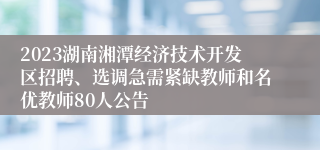 2023湖南湘潭经济技术开发区招聘、选调急需紧缺教师和名优教师80人公告