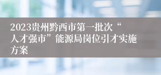 2023贵州黔西市第一批次“人才强市”能源局岗位引才实施方案