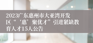 2023广东惠州市大亚湾开发区“‘惠’聚优才”引进紧缺教育人才15人公告