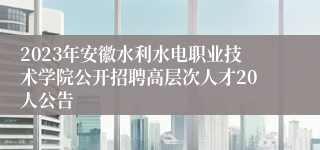 2023年安徽水利水电职业技术学院公开招聘高层次人才20人公告