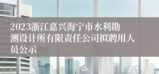 2023浙江嘉兴海宁市水利勘测设计所有限责任公司拟聘用人员公示