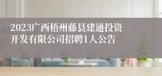 2023广西梧州藤县建通投资开发有限公司招聘1人公告