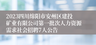 2023四川绵阳市安州区建投矿业有限公司第一批次人力资源需求社会招聘7人公告