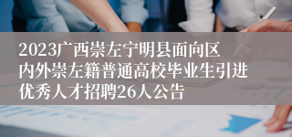 2023广西崇左宁明县面向区内外崇左籍普通高校毕业生引进优秀人才招聘26人公告