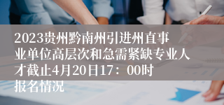 2023贵州黔南州引进州直事业单位高层次和急需紧缺专业人才截止4月20日17：00时报名情况