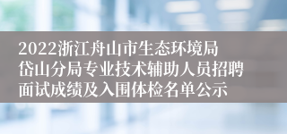 2022浙江舟山市生态环境局岱山分局专业技术辅助人员招聘面试成绩及入围体检名单公示