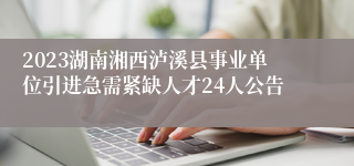 2023湖南湘西泸溪县事业单位引进急需紧缺人才24人公告