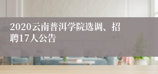 2020云南普洱学院选调、招聘17人公告