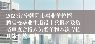 2023辽宁朝阳市事业单位招聘高校毕业生退役士兵报名及资格审查合格人员名单和本次专招具体人数公告