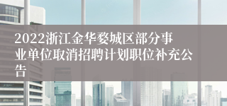 2022浙江金华婺城区部分事业单位取消招聘计划职位补充公告
