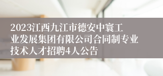 2023江西九江市德安中寰工业发展集团有限公司合同制专业技术人才招聘4人公告