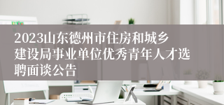 2023山东德州市住房和城乡建设局事业单位优秀青年人才选聘面谈公告
