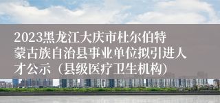 2023黑龙江大庆市杜尔伯特蒙古族自治县事业单位拟引进人才公示（县级医疗卫生机构）