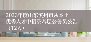 2023年度山东滨州市从本土优秀人才中招录基层公务员公告（12人）