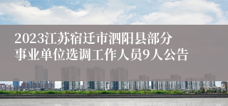 2023江苏宿迁市泗阳县部分事业单位选调工作人员9人公告