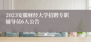 2023安徽财经大学招聘专职辅导员6人公告