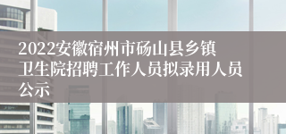 2022安徽宿州市砀山县乡镇卫生院招聘工作人员拟录用人员公示