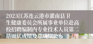 2023江苏连云港市灌南县卫生健康委员会所属事业单位赴高校招聘编制内专业技术人员第二站面试成绩及总成绩公布