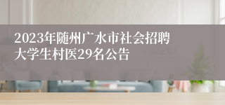 2023年随州广水市社会招聘大学生村医29名公告