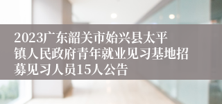 2023广东韶关市始兴县太平镇人民政府青年就业见习基地招募见习人员15人公告