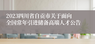 2023四川省自贡市关于面向全国常年引进储备高端人才公告