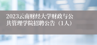 2023云南财经大学财政与公共管理学院招聘公告（1人）