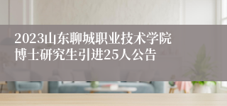 2023山东聊城职业技术学院博士研究生引进25人公告