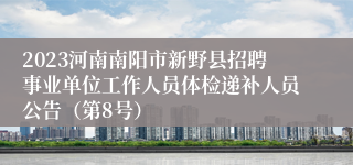 2023河南南阳市新野县招聘事业单位工作人员体检递补人员公告（第8号）