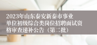 2023年山东泰安新泰市事业单位初级综合类岗位招聘面试资格审查递补公告（第二批）