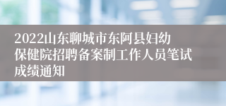 2022山东聊城市东阿县妇幼保健院招聘备案制工作人员笔试成绩通知