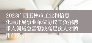 2023广西玉林市工业和信息化局开展事业单位协议工资招聘重点领域急需紧缺高层次人才聘用前公示