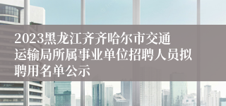 2023黑龙江齐齐哈尔市交通运输局所属事业单位招聘人员拟聘用名单公示