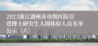 2023浙江湖州市市级医院引进博士研究生入围体检人员名单公示（六）