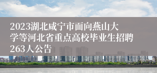 2023湖北咸宁市面向燕山大学等河北省重点高校毕业生招聘263人公告