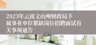 2023年云南文山州财政局下属事业单位紧缺岗位招聘面试有关事项通告